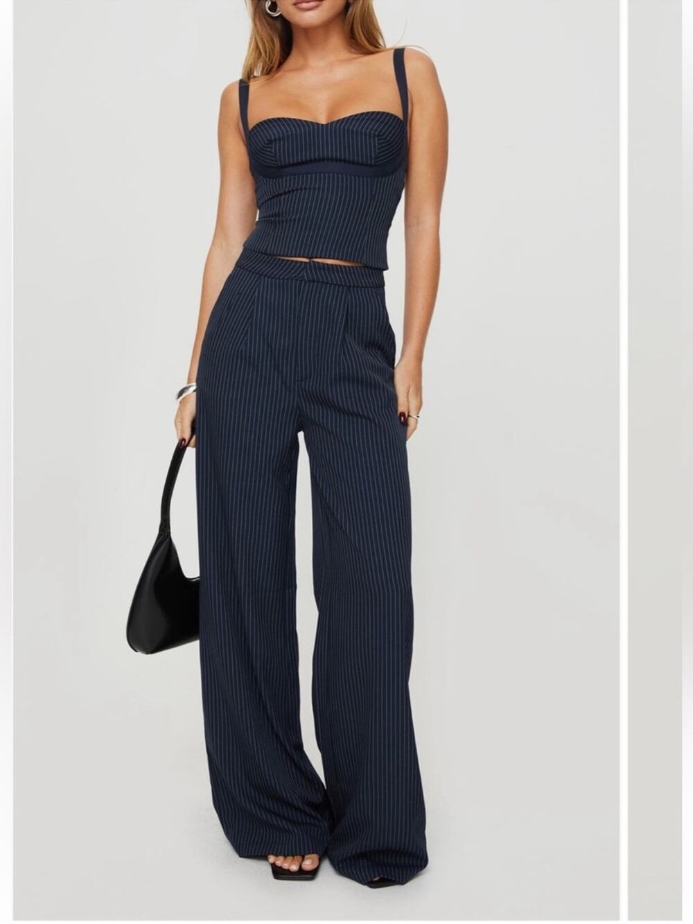 Princess Polly Briana Set Navy Pinstripe 0